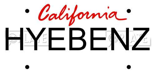 HYEBENZ California License Plate