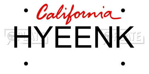 HYEENK California License Plate