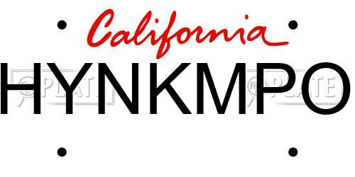 HYNKMPO California License Plate