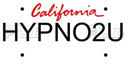 HYPNO2U California License Plate