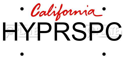 HYPRSPC California License Plate