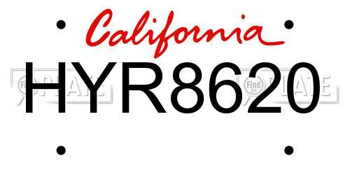 HYR8620 California License Plate