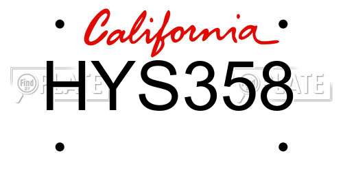 HYS358 California License Plate