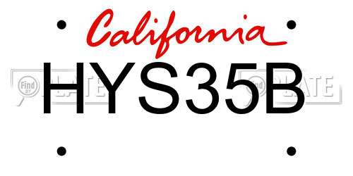 HYS35B California License Plate