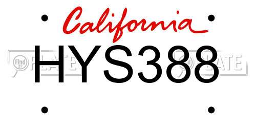HYS388 California License Plate