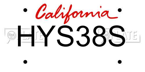 HYS38S California License Plate