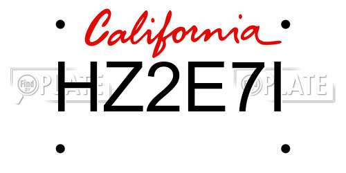 HZ2E7I California License Plate