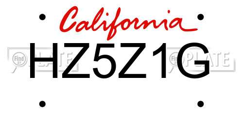 HZ5Z1G California License Plate