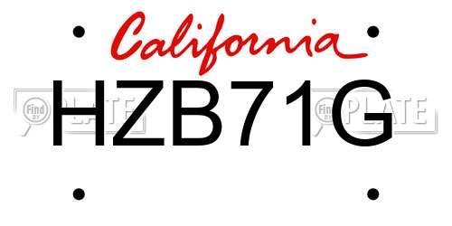 HZB71G California License Plate