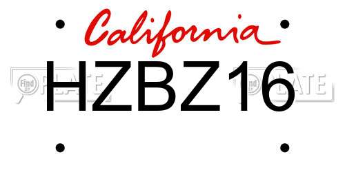HZBZ16 California License Plate