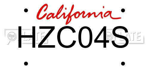 HZC04S California License Plate