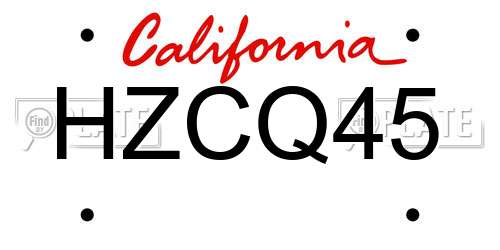HZCQ45 California License Plate