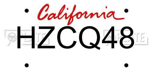 HZCQ48 California License Plate