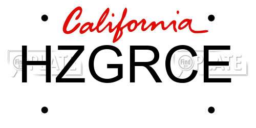 HZGRCE California License Plate