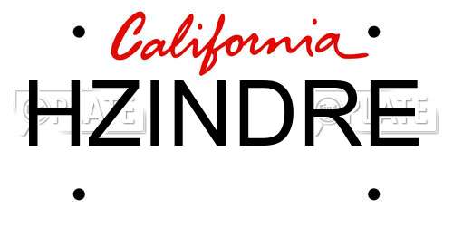 HZINDRE California License Plate