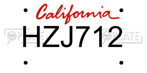 HZJ712 California License Plate