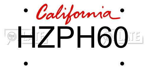 HZPH60 California License Plate