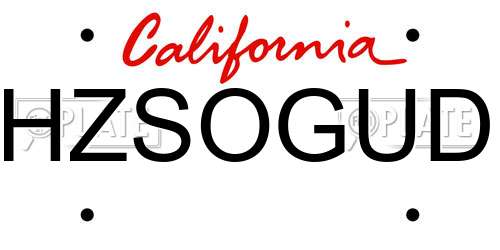 HZSOGUD California License Plate