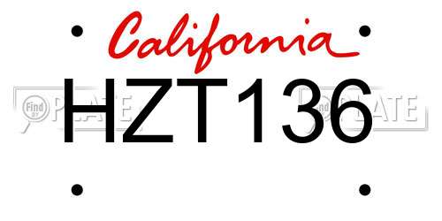 HZT136 California License Plate