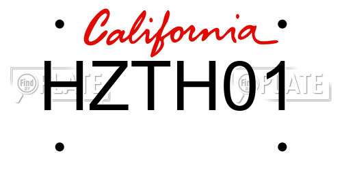HZTH01 California License Plate