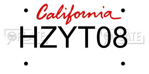 HZYT08 California License Plate