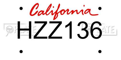 HZZ136 California License Plate