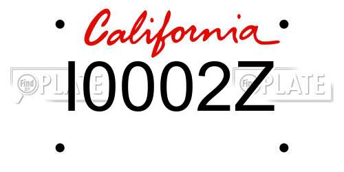 I0002Z California License Plate