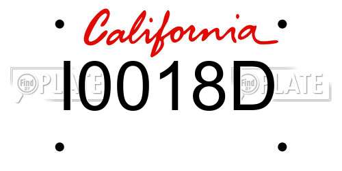 I0018D California License Plate
