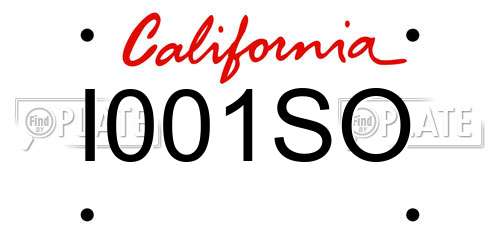 I001SO California License Plate
