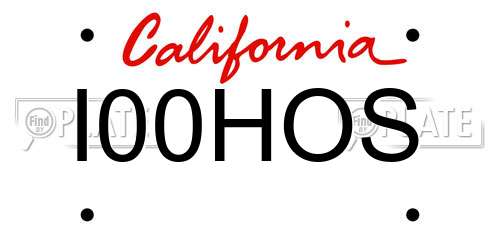 I00HOS California License Plate