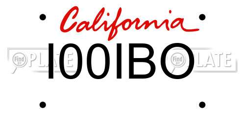 I00IBO California License Plate