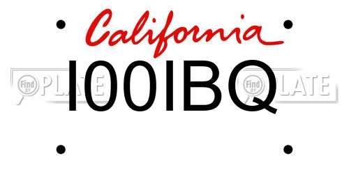 I00IBQ California License Plate