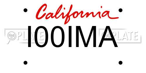 I00IMA California License Plate