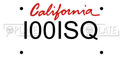I00ISQ California License Plate