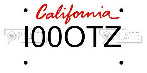I00OTZ California License Plate