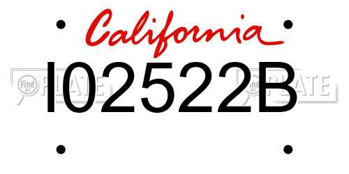 I02522B California License Plate