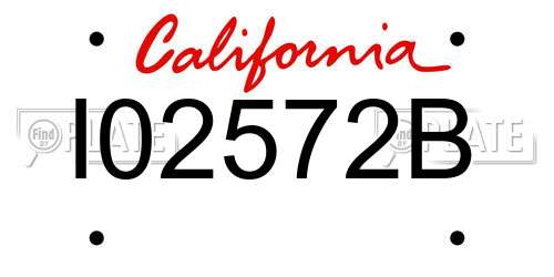 I02572B California License Plate
