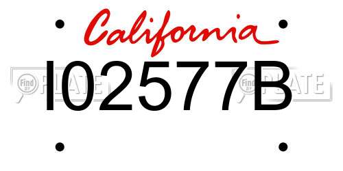 I02577B California License Plate