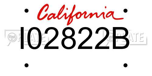 I02822B California License Plate