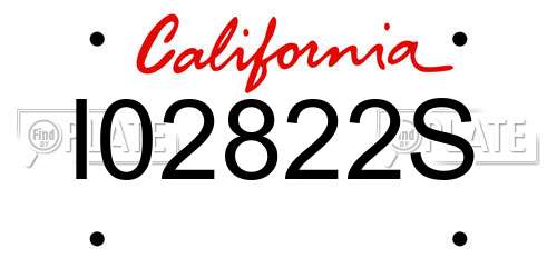 I02822S California License Plate