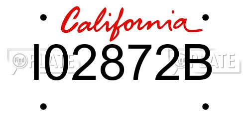 I02872B California License Plate