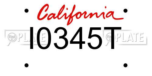 I0345T California License Plate