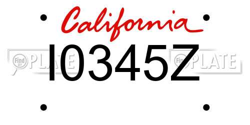 I0345Z California License Plate
