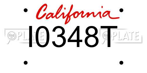 I0348T California License Plate
