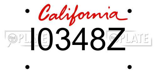 I0348Z California License Plate