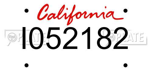 I052182 California License Plate