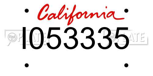 I053335 California License Plate