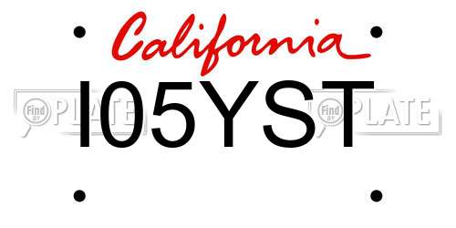 I05YST California License Plate