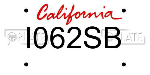 I062SB California License Plate