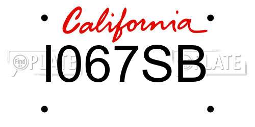 I067SB California License Plate